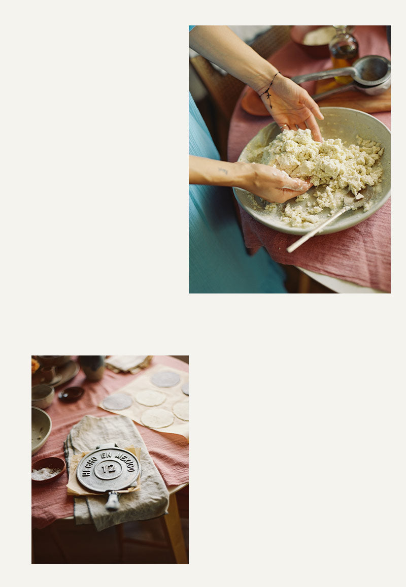Artist April Valencia making Masa Memory Tortillas at home in California